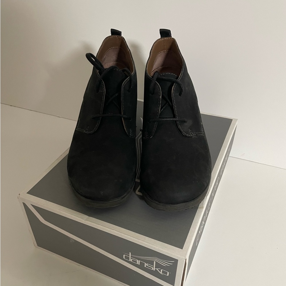 Dansko Cadee Nubuck Wedge Boot 1621 100200 Black Womens Size 36